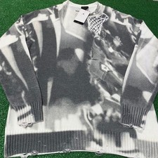 Size Medium - Air Jordan Print Sweater Knit HQ1635-133 Gray Loose Fit Brand New 