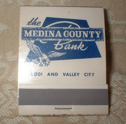 VINTAGE ADVERTISING MATCHBOOK MEDINA COUNTY BANK LODI VALLEY CITY OHIO ~UNUSED