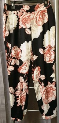 Black Label By Chico's Multi-Color Floral Elastic Cuff Ankle 28'' Inseam Sz 00