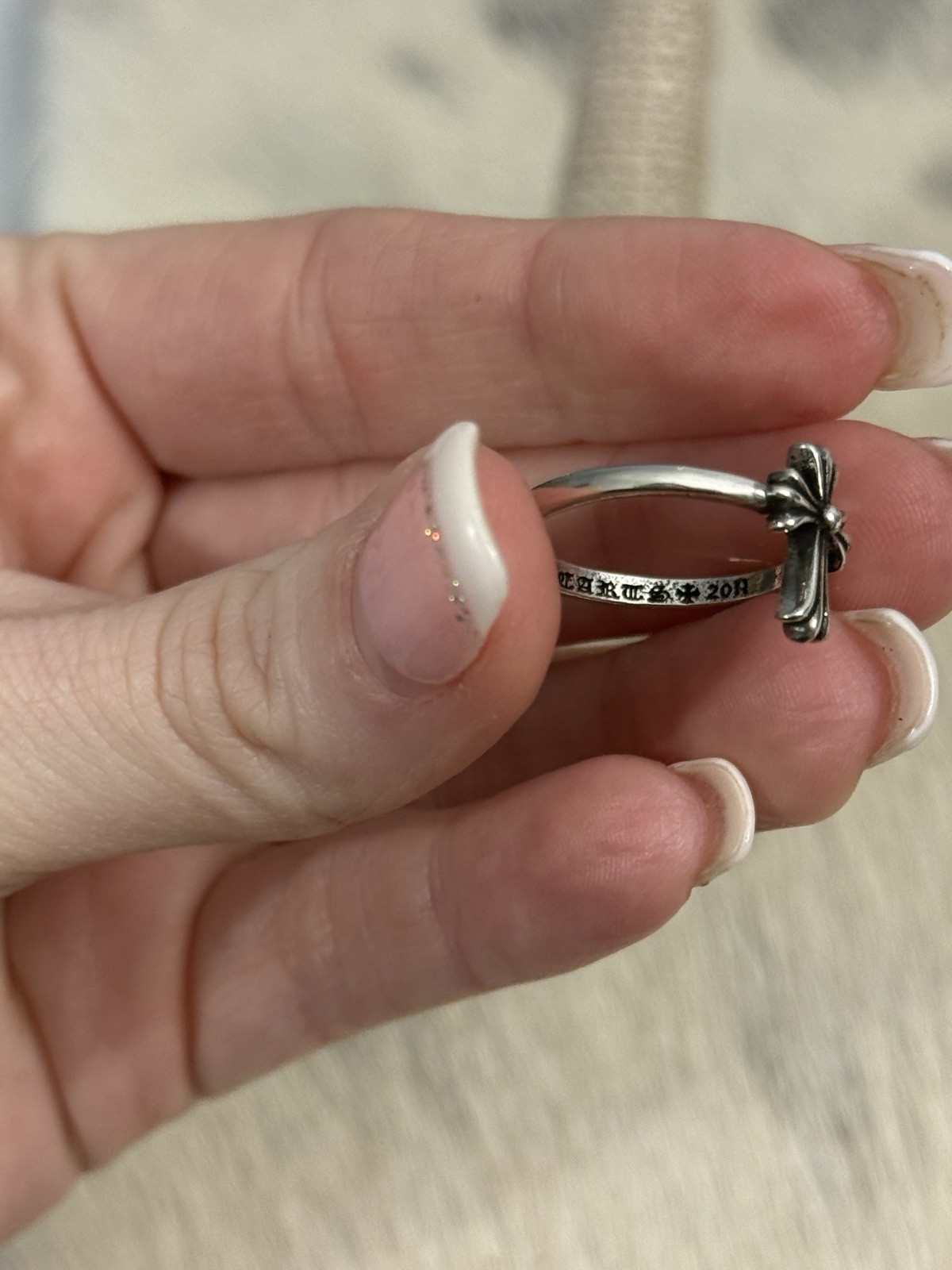 Chrome Hearts Sterling Silver 2011 Cross Logo Stacker Ring 925 CH Size 8.25 thumbnail 8