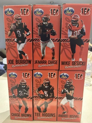 Skyline Chili NFL Bobblehead Set Joe Burrow Ja'Marr Chase Bengals 6 Pack