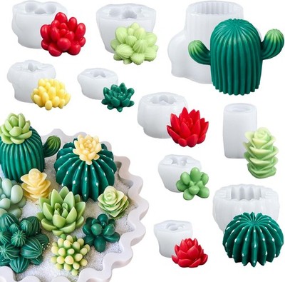 Succulent Wax Molds for Candle Making 10 Pack 3D Cacti Silicone Candle Mold Hand