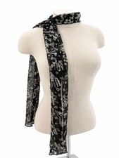Unbranded Black Abstract Print Scarf Rectangle Sheer Accessory Classic