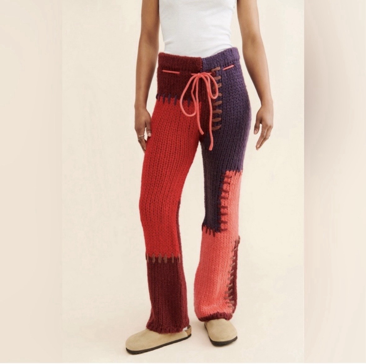 Saachi Colorblock Patchwork Cable Knit Pull On Re… - image 1