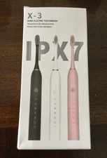 New-X3 Sonic Electric Toothbrush Black 6 Gear Mode 4-Brush Heads USB-C Cable.