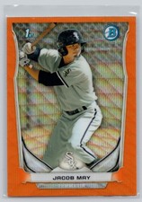 2014 BOWMAN #BCP3 JACOB MAY CHROME ORANGE WAVE REFRACTORS CHICAGO WHITE SOX