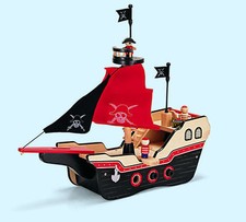 Pintoy großes Piratenschiff 57cm Segelschiff aus Holz mit 3 Piraten Schiff NEU