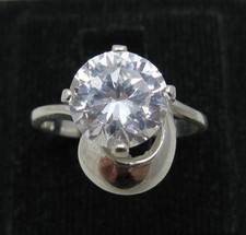 Stylish Sterling Silver Ring Stamped Solid 925 9mm Round CZ Handmade Nickel Free