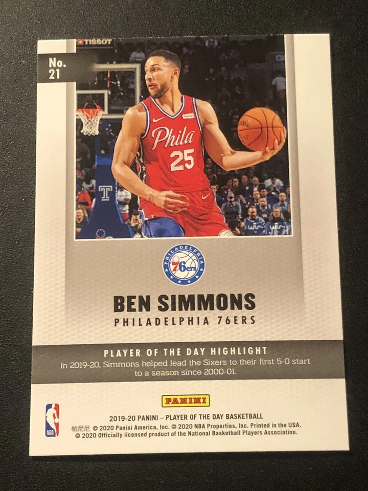 2019-20 Panini Player of the Day Ben Simmons #21 - Image 2 of 2