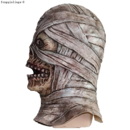 New Halloween Horror Mummy Mask Helmet Latex Zombie Headgear Cosplay Party Props - Picture 4 of 5