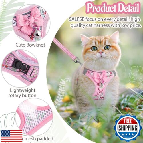 SALFSE Cat Harness and Leash Escape Proof for Walking, Adjustable Soft Kitten - Picture 4 of 5
