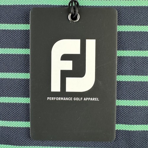 FootJoy FJ Herren Poloshirt - Golf - Kurzarm - Navy mit grünen Streifen - L - Bild 16 von 18
