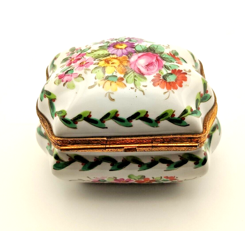 HERMOSO JOYERO VINTAGE FRANCÉS LIMOGES J DUMONT PINTADO A MANO MARCO DORADO - Imagen 2 de 8