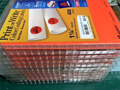 Avery 05497 Etichette rimovibili con codifica a colori stampa o scrittura ROSSO BAGLIORE 1 1/4" rotonde, - Foto 2 di 3