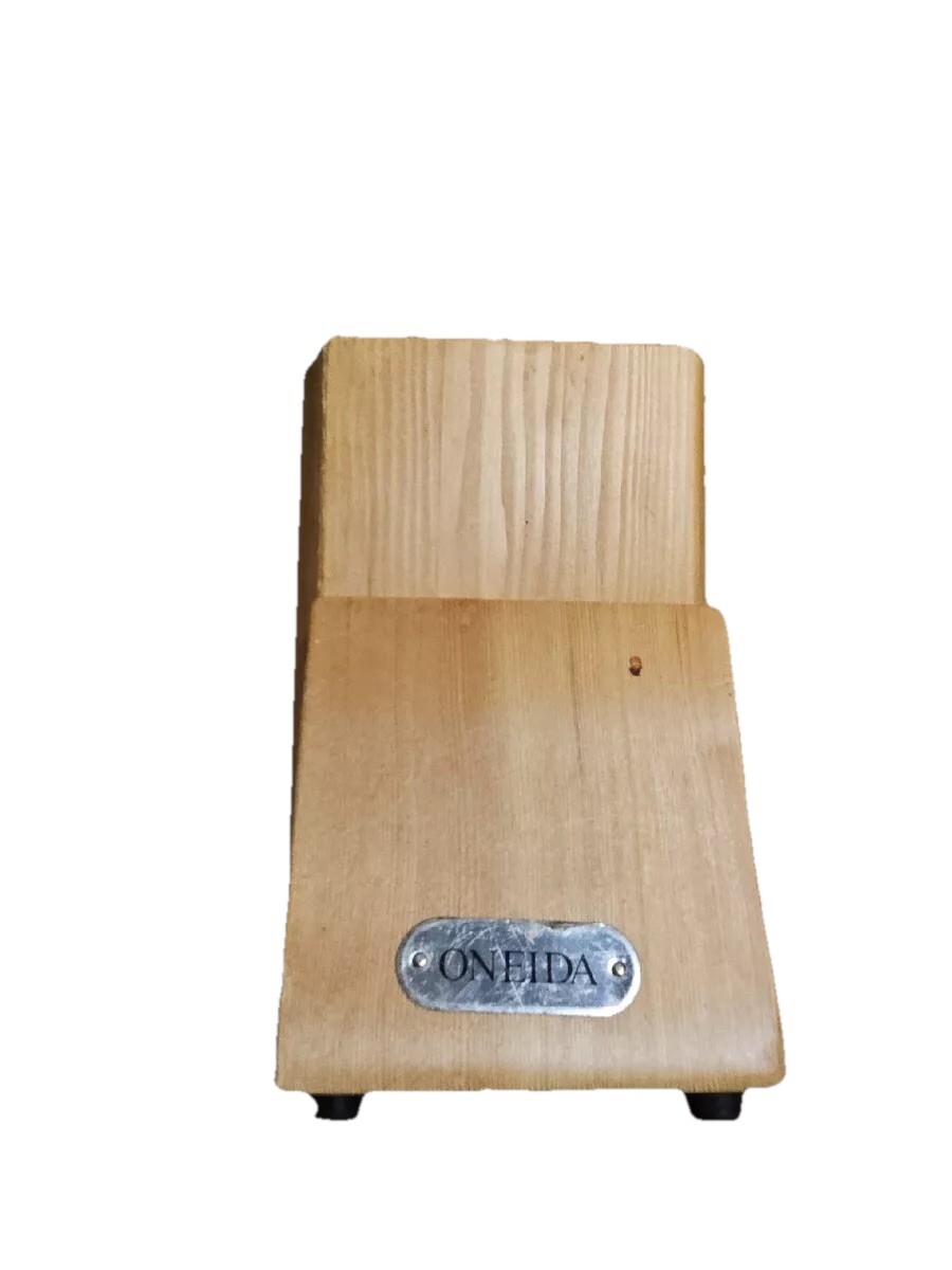 ONEIDA WOODEN KNIFE AND CUTLERY BLOCK 14 SLOTS LIGHT TONE HE