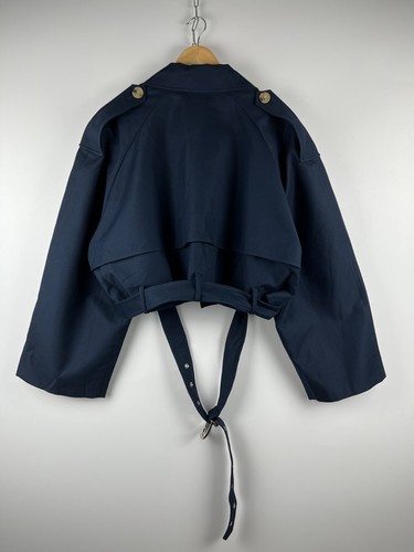 Khaite Women's Short Trench Coat Jacket Size 10 (oversized) Navy Blue - Picture 7 of 9