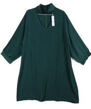 Verona Couture Womens Shift Dress 3X V-neck Cut Out Choker Collar Green NWT