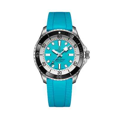 BREITLING SUPEROCEAN AUTOMATIC 44 TURQUOISE DIAL RUBBER STRAP A17376211L2S2