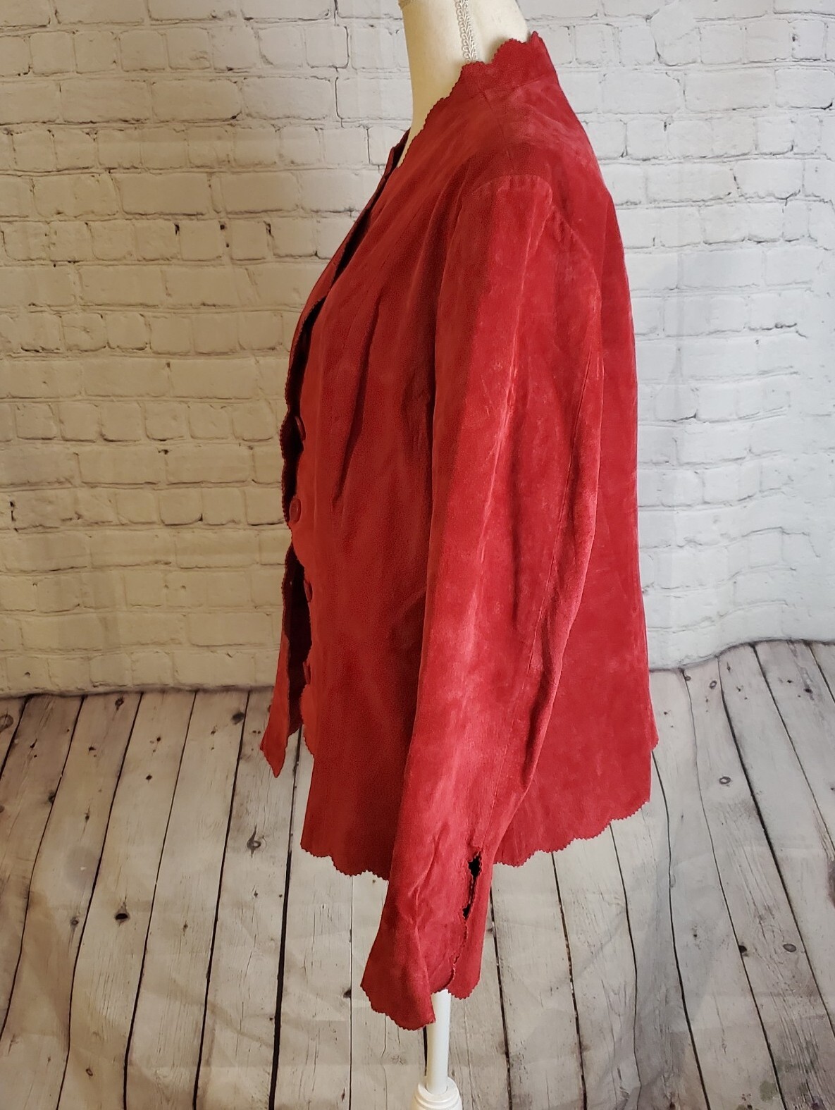 Mark Alan Burnt Orange Scallop Detailed Leather Jacke… Gem