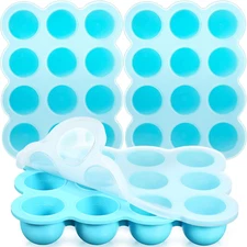 3 Pcs Baby Food Storage Container - 12 Cup Silicone Baby Food Freezer Trays Lids