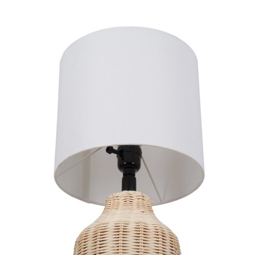 18" Woven Rattan Table Lamp Natural Finish Decorate Desk Lamps Home Bedroom New - Picture 8 of 10
