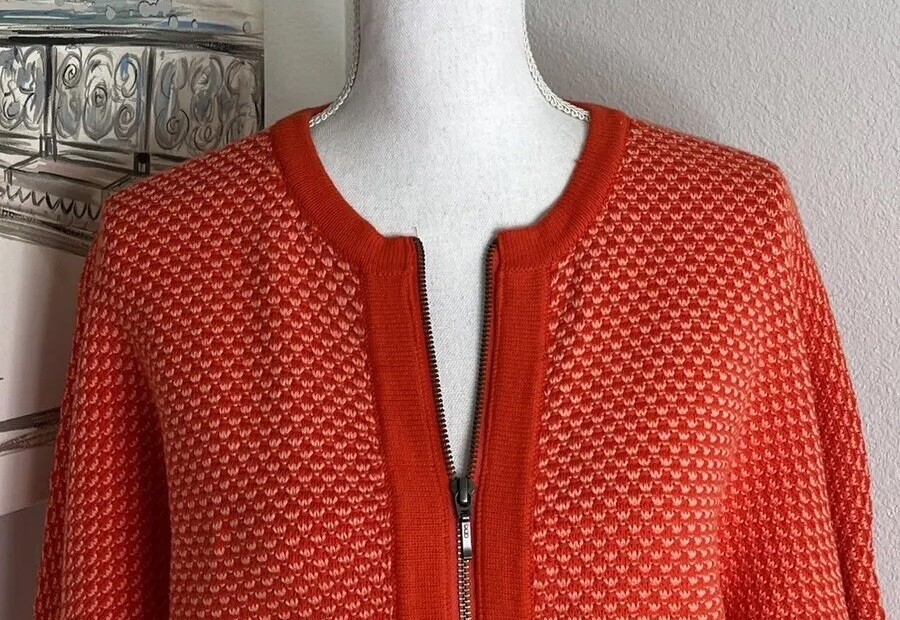 CAbi Women’s Orange Patterned Cocoon Zip Front Ca… - image 3