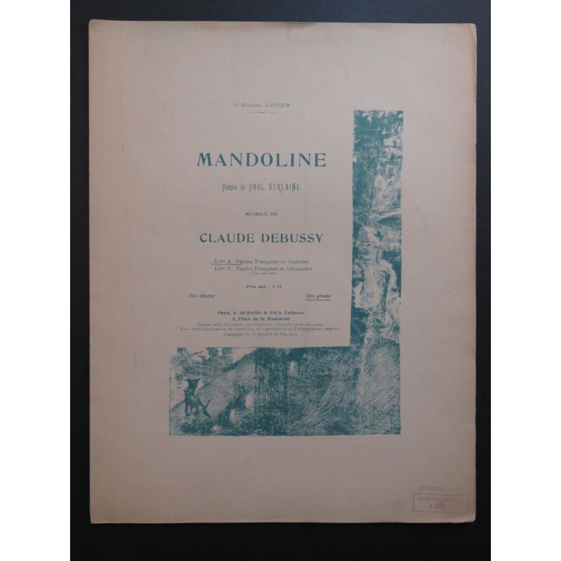 DEBUSSY Claude Mandoline Chant Piano 1905 eBay