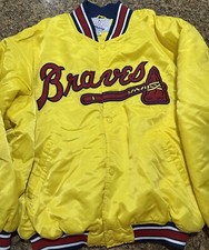 Vintage Atlanta Braves Mustard Starter Jacket Classic Adult Size 2XL *Details*