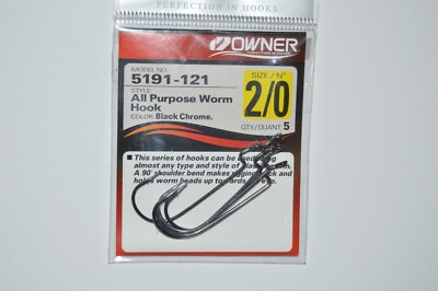 owner all purpose worm hooks size 2/0 4 per pack 5191-121 black chrome | eBay owner all purpose worm hooks size 2/0 4 per pack 5191-121 black chrome | eBay