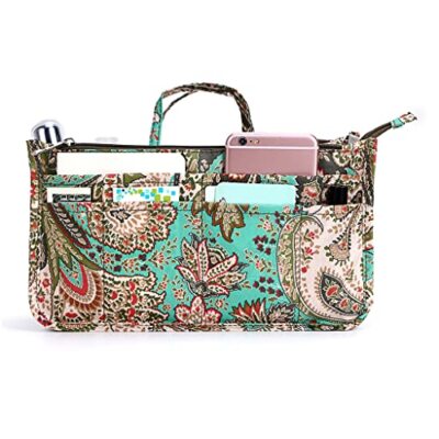 BTSKY New Printing Handbag Organizers Inside Purse Insert-High Green+Brown