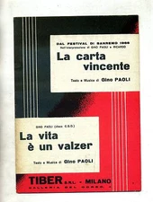LA CARTA VINCENTE - LA VITA È UN VALZER # Spartito Tiber 1966#Gino Paoli-Ricardo