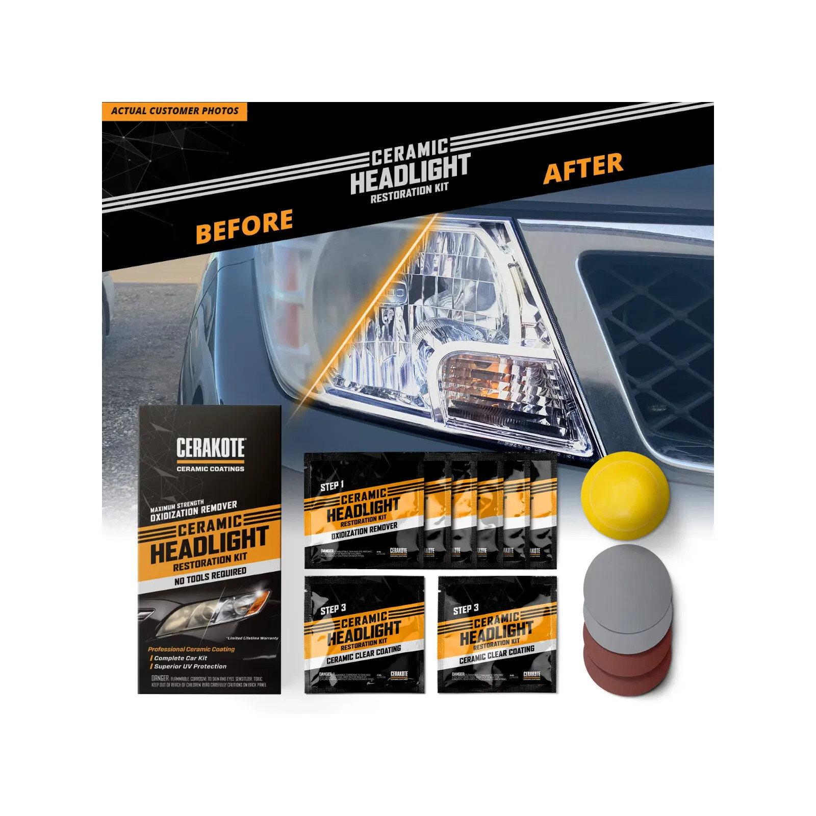 New Cerakote Ceramic Headlight Restoration Kit not tools required Fast