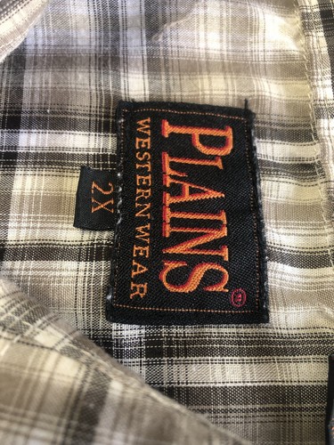 Vintage Plains Western Wear Shirt Mens XXL Brown Plaid Pearl Snap Big ManCasual - Picture 3 of 8