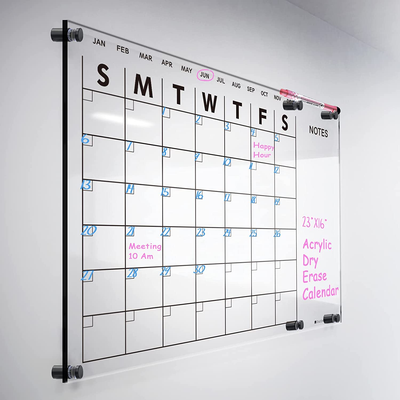 Acrylic Dry Erase Calendar for Wall 23”X16“ Clear Acrylic Wall Calendar  White Bo | eBay