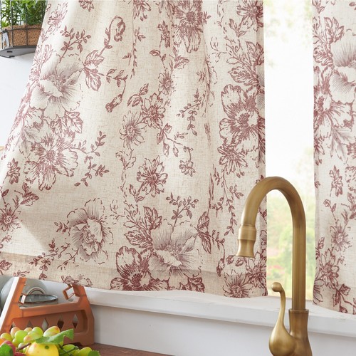COLLACT Linen Kitchen Curtains Floral Tier Curtains Farmhouse Cafe Curtains - 第 40/47 張圖片