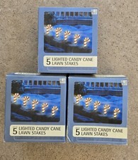 15 large lighted outdoor yard candy canes lawn stakes - 3 boxes Preowned 9.5"