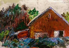 ORIGINAL Farm LANDSCAPE Painting  JMW art JOHN WILLIAMS Expressionism