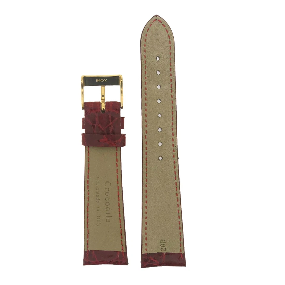 Correa de reloj roja cocodrilo genuina exótica para hombre 18 mm 20 mm 22 mm  Foto 2 de 3