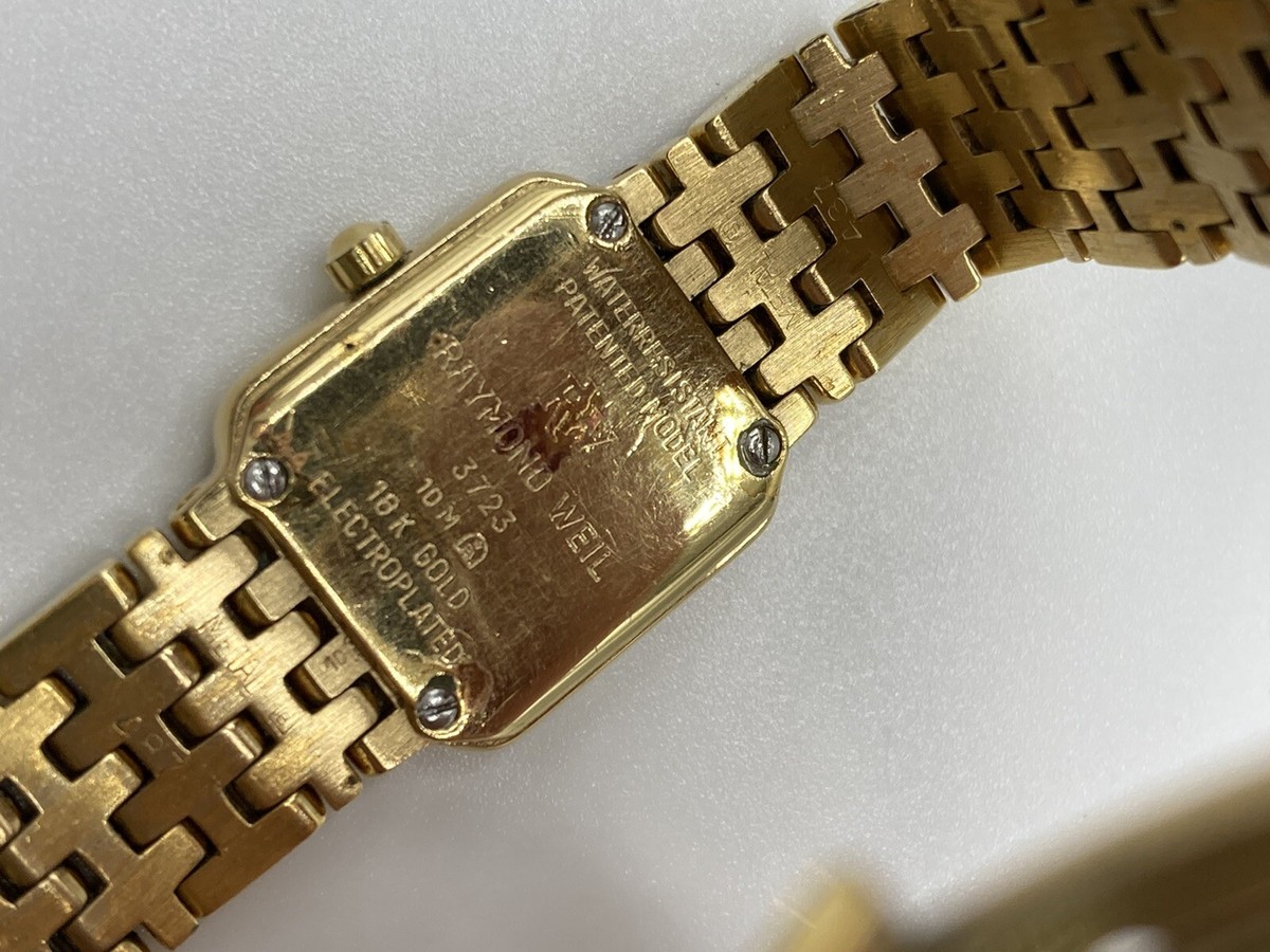 Reymond Weil Fidelio 18K Gold Plated Ladies Black Dial Tank Reymond Weil Fidelio 18K Gold Plated Ladies Black Dial Tank