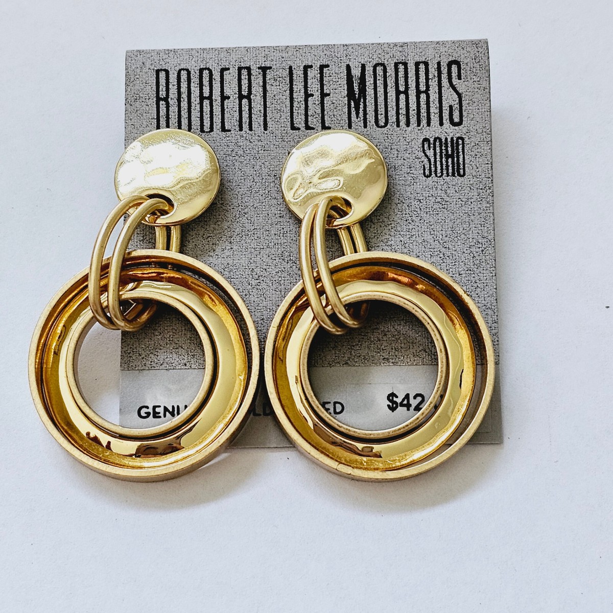 Robert Lee Morris RLM Soho Orbital Triple hoop Drop Stud Earrings 