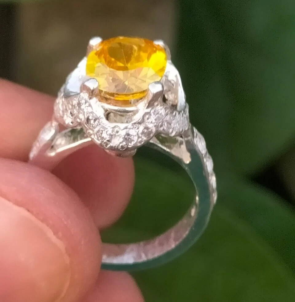 Yellow topaz and diamond ring sale