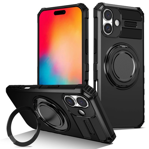 For iPhone 16 15 Pro Max 14 13 12 11 Shockproof MagSafe Magnetic Ring Stand Case - 第 13/18 張圖片