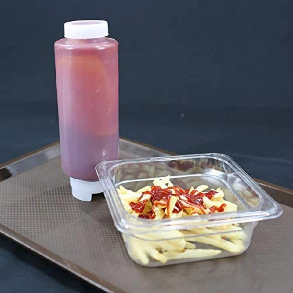 CMI 4 Pack 12oz to 32oz Plastic Squeeze Bottle Ketchup Sauce Condiment Dispenser - Image 4 of 4
