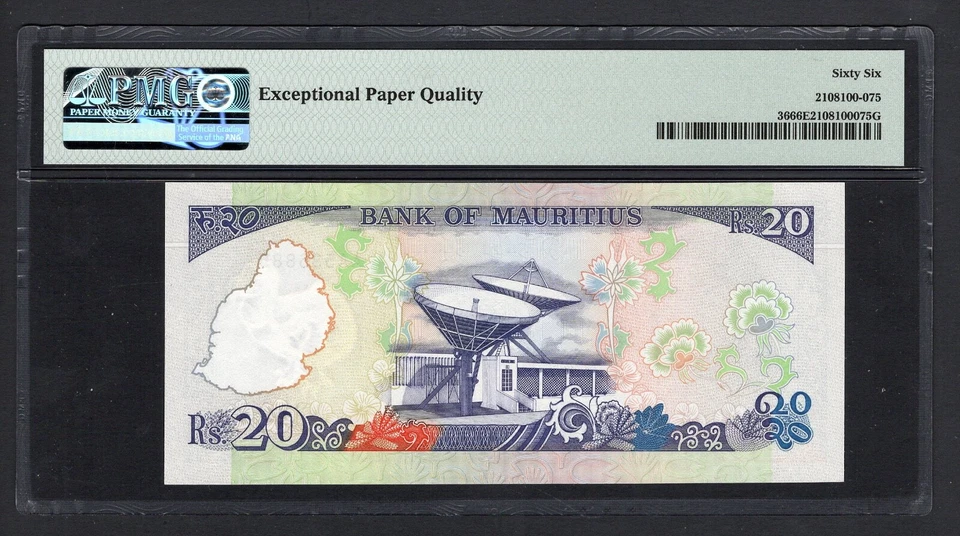 Mauritius 20 Rupees ND(1985-91) P36 Uncirculated Graded 66 - Image 2 of 2