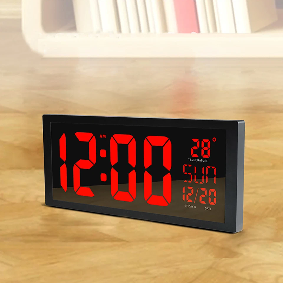Big Digital Clock Wall Mount Large Numbers LED Display Day Date & Thermometer US - Image 4 of 4