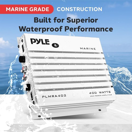 Pyle Hydra 400W 4-Channel Marine Amplifier - Waterproof, Dual MOSFET, RCA Input - Picture 4 of 7