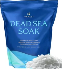 Dead Sea Bath & Foot Soak, Unscented Magnesium Bath Salt Flakes,