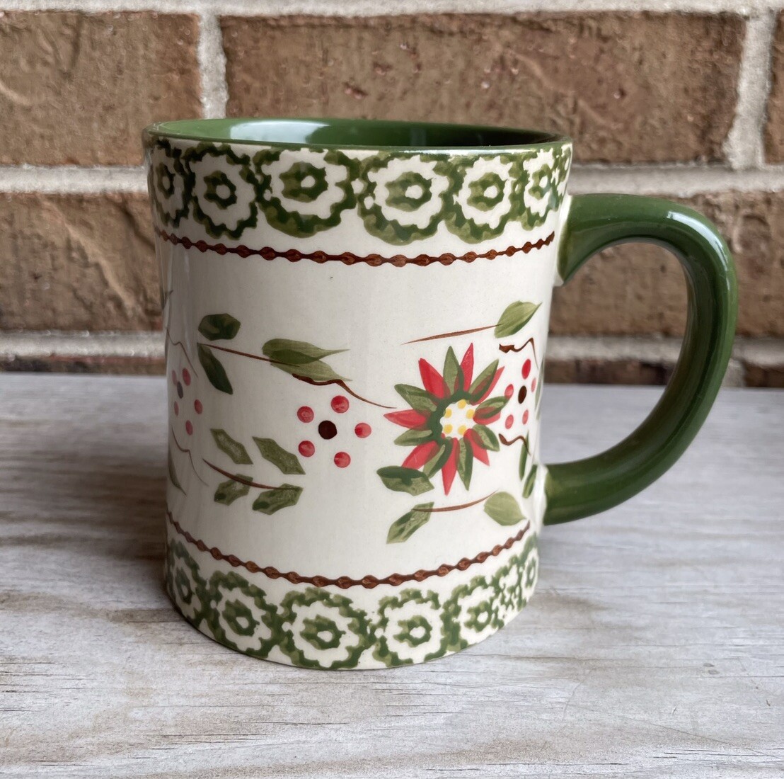 TEMPTATIONS OLD WORLD GREEN COFFEE MUG Large 16oz Classic Vintage Floral  Design | eBay