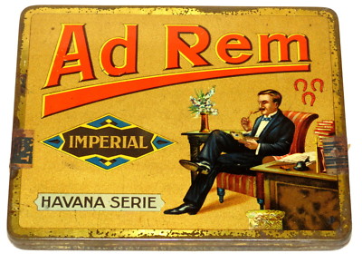 Ad Rem Smoking Gentleman Havana Cigar Tobacco Tin 1920s