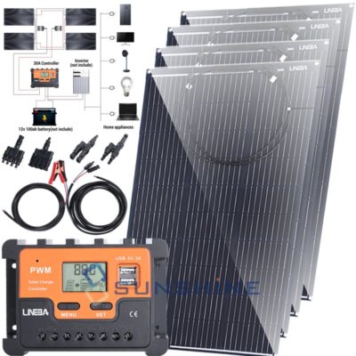400W Flexible Mono Solar Panel Kit Power Portable Camping Home RV Battery Charge